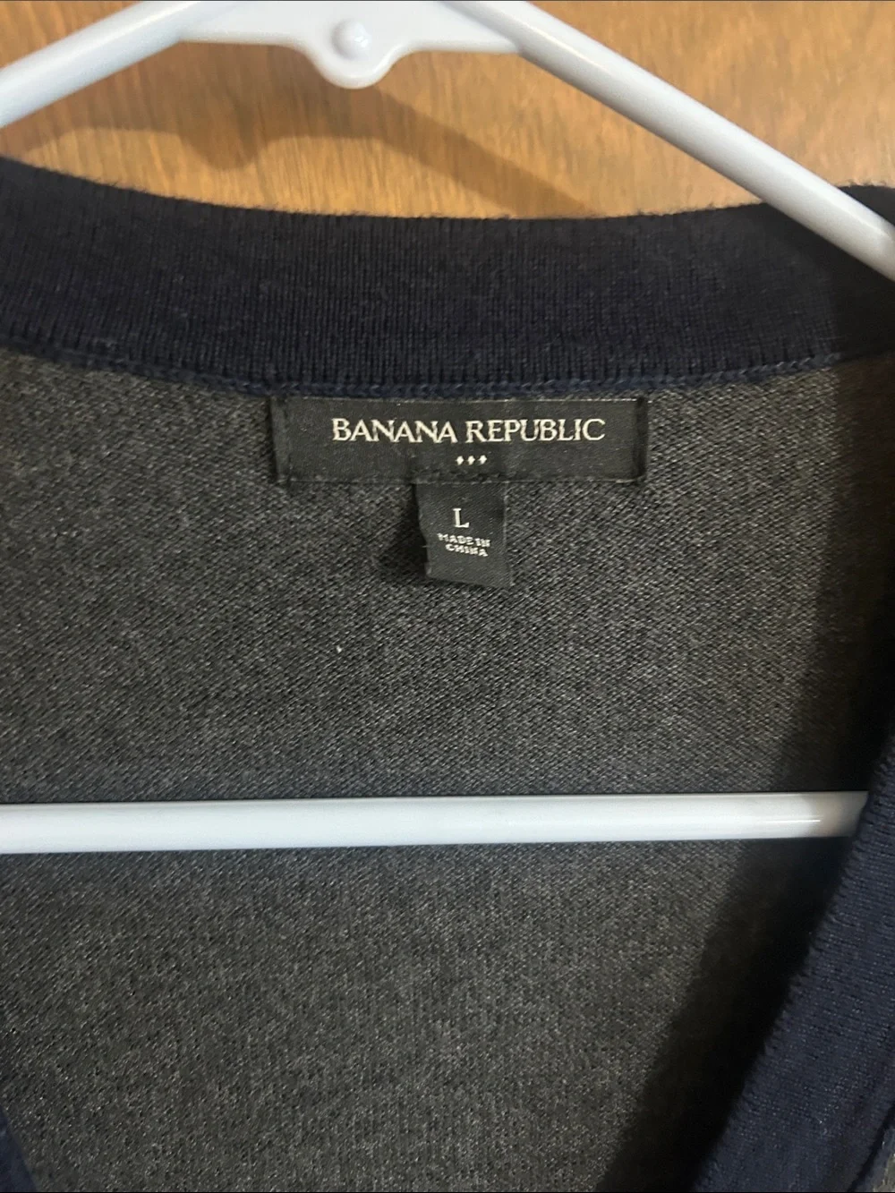 Banana Republic Men's Charcoal Cardigan with Navy Trim